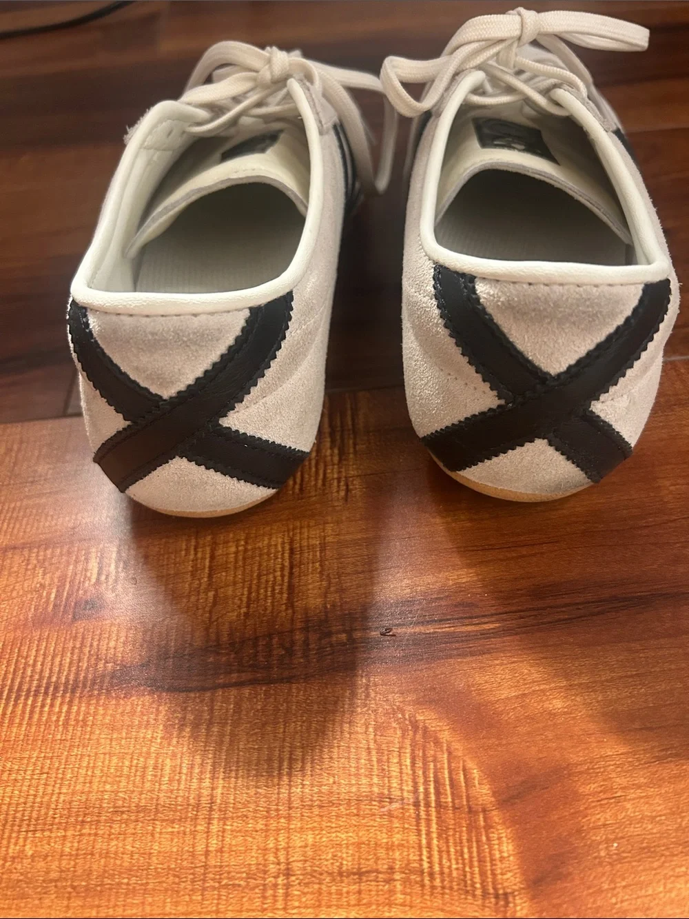 Adidas Women’s Off-White Suede Sneakers with Black Stripes